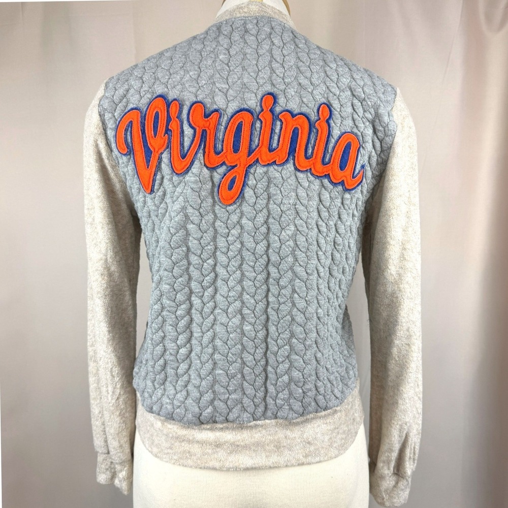 Retro UVA VIRGINIA‎ Knit Bomber Womens (XS) Zip Lightweight Jacket Sporty USA